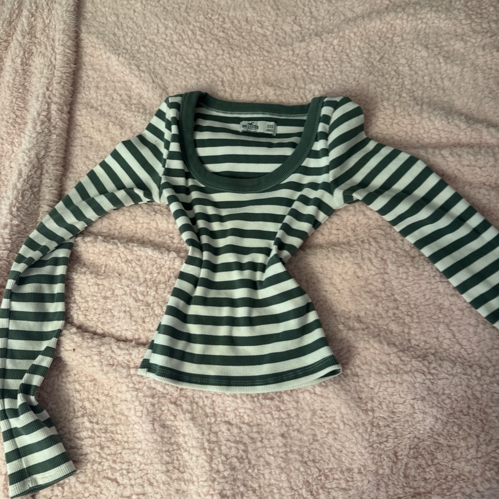 Striped Green and White Women's Top